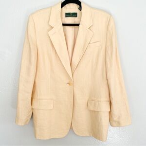 Vintage Embassy Row Pure Linen Butter Yellow Blazer